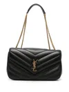 Saint Laurent Loulou Medium Ysl Chain Shoulder Bag In Quilted Leather In Black