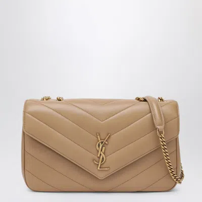 Saint Laurent Medium Loulou Beige Bag In Brown