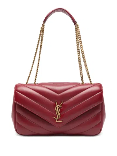 Saint Laurent Medium Loulou Chevron-quilted Chain-strap Shoulder Bag In Burgundy