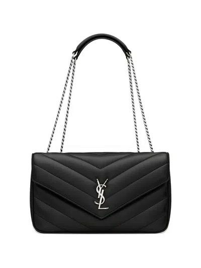 Saint Laurent Loulou Media In Pelle Di Agnello Trapuntata In Black