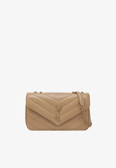 Saint Laurent Medium Loulou Leather Bag In Sand