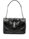 Saint Laurent Medium Loulou Puffer Chevron-logo Shoulder Bag In Black