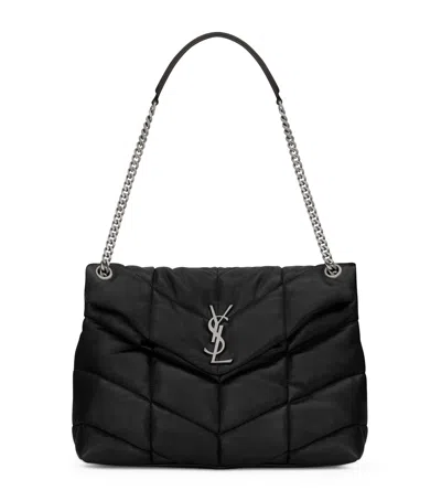Saint Laurent Medium Loulou Puffer Matelassé Shoulder Bag In Black