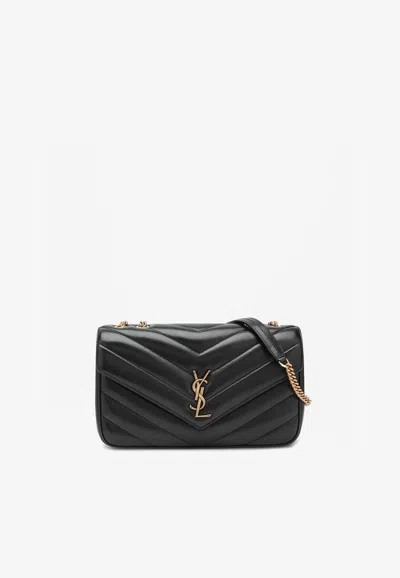Saint Laurent Medium Loulou Quilted Leather Crossbody Bag In Black