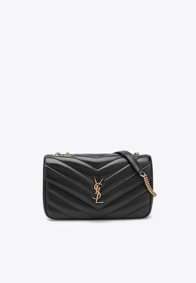 Saint Laurent Medium Loulou Quilted Leather Shoulder Bag In Black
