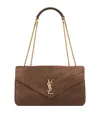 Saint Laurent Medium Suede Loulou Shoulder Bag In Brown