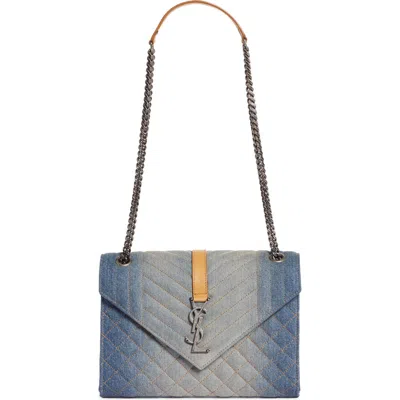 Saint Laurent Medium Matelassé Denim Shoulder Bag