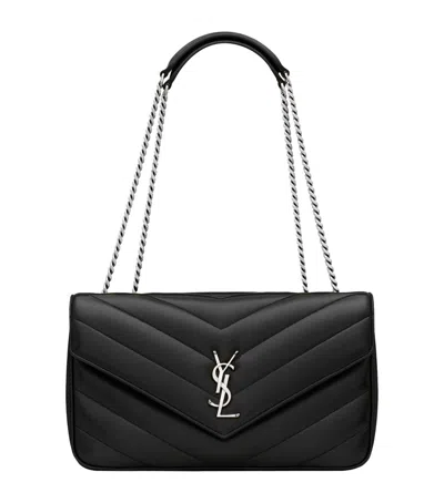 Saint Laurent Medium Matelassé Lambskin Loulou Shoulder Bag In Black