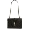 Saint Laurent Medium Monogram Matelassé Leather Shoulder Bag In Nero/nero/nero
