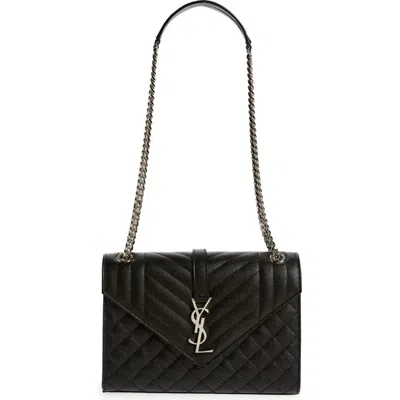 Saint Laurent Medium Monogram Matelassé Leather Shoulder Bag In Nero/nero/nero