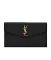 Saint Laurent Medium Monogram Plaque Pouch In Black