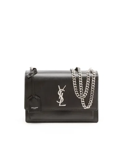 Saint Laurent Medium Monogram Sunset Bag In Black