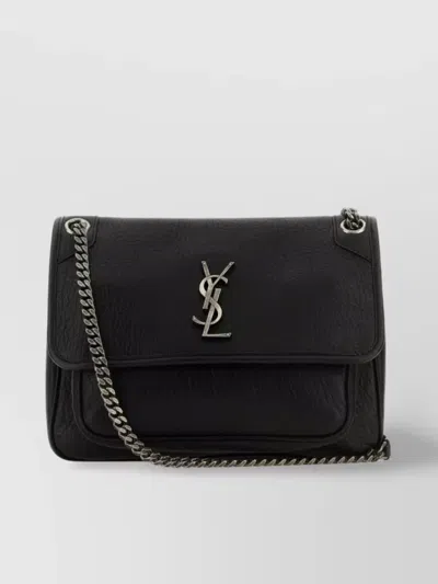 Saint Laurent Medium Niki Grained Leather Shoulder Bag In Black