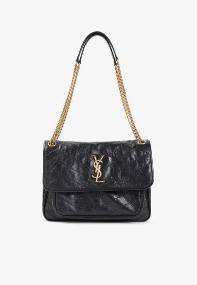 Saint Laurent Medium Niki Quilted Leather Shoulder Bag In Black