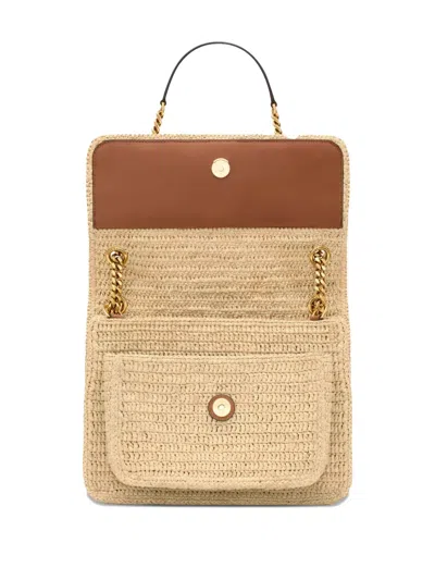 Saint Laurent Medium Niki Raffia-chain Shoulder Bag In Neutral