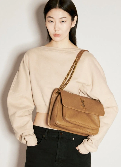 Saint Laurent Niki Medium Leather Bag In Brown