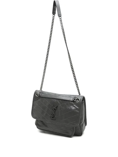 Pre-owned Saint Laurent Medium Niki Shoulder Bag In Gray