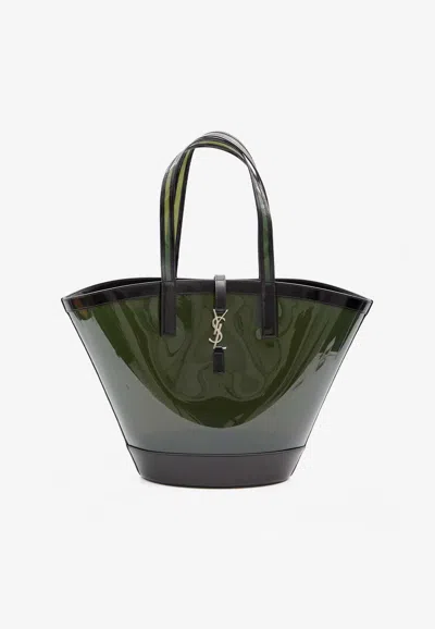 Saint Laurent Medium Panier Transparent Vinyl Tote Bag In Black
