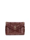 Saint Laurent Medium Puffer Bag In Glossy Leather In Burgundy