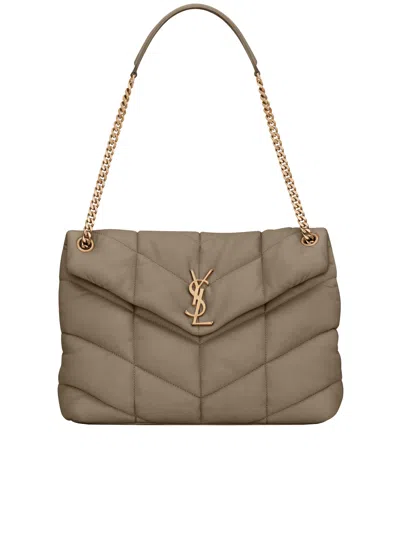 Saint Laurent Medium Puffer Bag In Lambskin In Gray