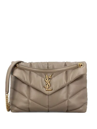 Saint Laurent Medium Puffer Bag In Lambskin In White