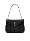 Saint Laurent Medium Loulou Puffer Quilted-logo Shoulder Bag In Black