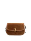 Saint Laurent Brown Solferino Medium Shoulder Bag In Yellow