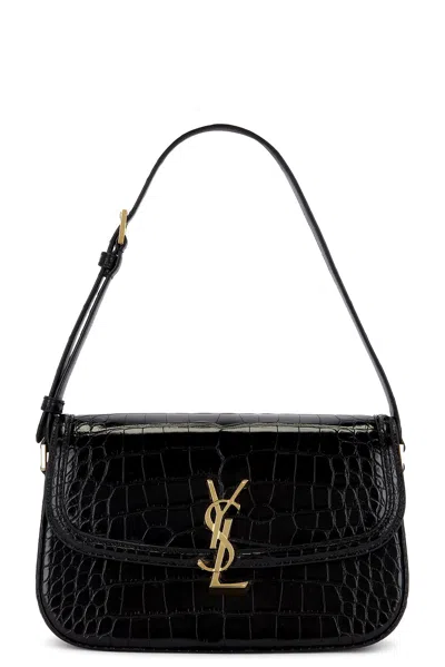 Saint Laurent Medium Solferino Alligator Bag In Black