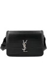 Saint Laurent Medium Solferino Logo-plaque Leather Satchel In Black