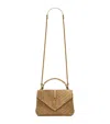 Saint Laurent Medium College Quilted Suede Shoulder Bag In Green
