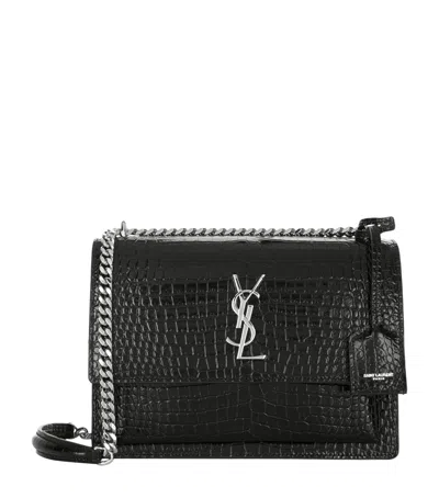 Saint Laurent Medium Sunset Croc-embossed Shoulder Bag