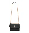 Saint Laurent Medium Sunset Croc-embossed Shoulder Bag In Black