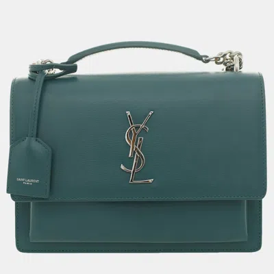 Pre-owned Saint Laurent Medium Sunset Crossbody Bag In Green