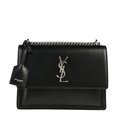Saint Laurent Medium Sunset Shoulder Bag In Black