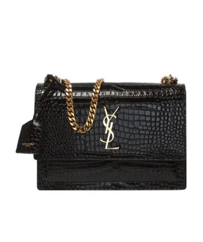 Saint Laurent Medium Sunset Shoulder Bag In Black