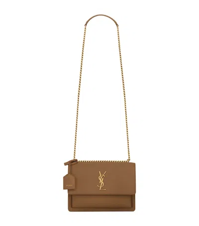 Saint Laurent Medium Sunset Leather Shoulder Bag In Fox