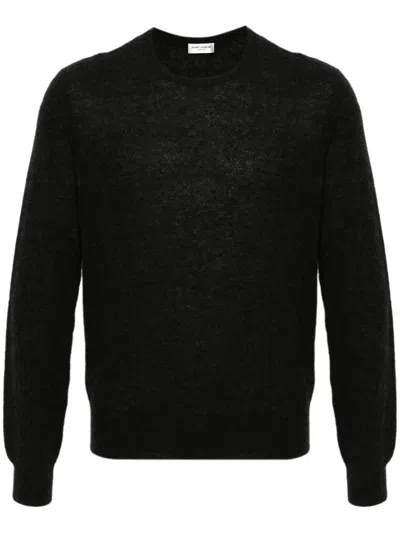 Saint Laurent Mélange-effect Knitted Jumper In Grey