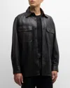 Saint Laurent Men's 2-pocket Leather Overshirt In Nero