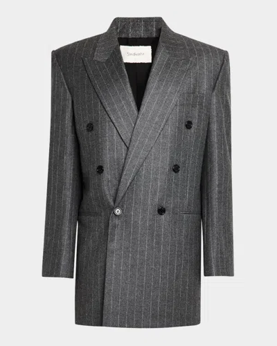 SAINT LAURENT MEN'S 6-BUTTON PINSTRIPE SPORT COAT