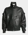 Saint Laurent Men's 80s Leather Bomber Jacket In Nero