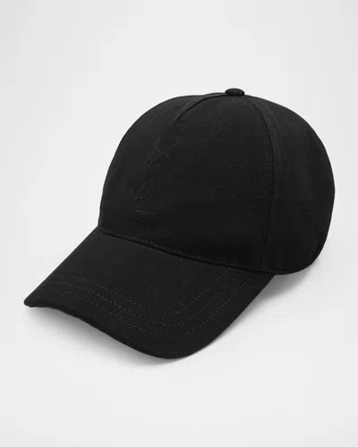 Saint Laurent Men & Apos;s Cassandre Cotton Denim Twill Baseball Cap In Black