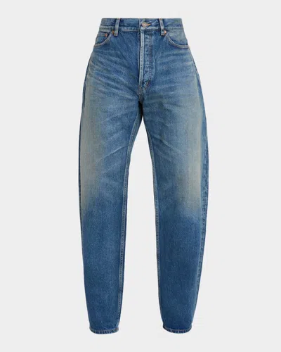 Saint Laurent Men & Apos;s High Rise Barrel-leg Jeans In Blue