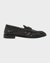 Saint Laurent Men & Apos;s Le Loafer Creased Leather Mules In Noir