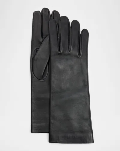 Saint Laurent Men & Apos;s Long Leather Gloves With Silk Lining In Black