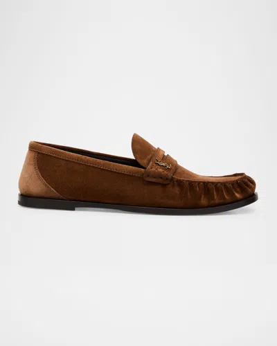 Saint Laurent Men & Apos;s Ryan 05 Leather Penny Loafers In Brown