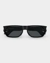 Saint Laurent Men's 59mm Rectangular Sunglasses In Purple
