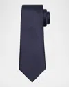 Saint Laurent Men's Solid Silk Satin Tie In Blue
