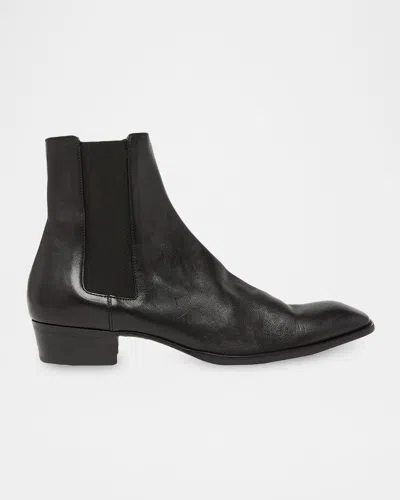 Saint Laurent Men & Apos;s Stanton Leather Chelsea Boots In Black