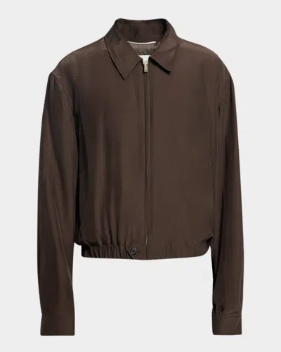 Saint Laurent Satin Jacket In Brown