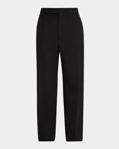 Saint Laurent Men & Apos;s Wool Stripe Pleated Wide-leg Trousers In Multi